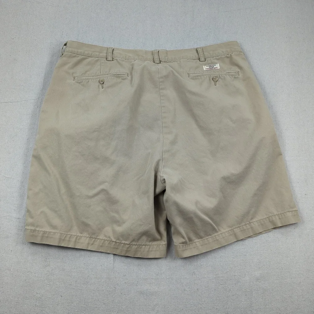 Polo Ralph Lauren Shorts Mens 42 Khaki Pleated Tyler‎ Preppy Casual